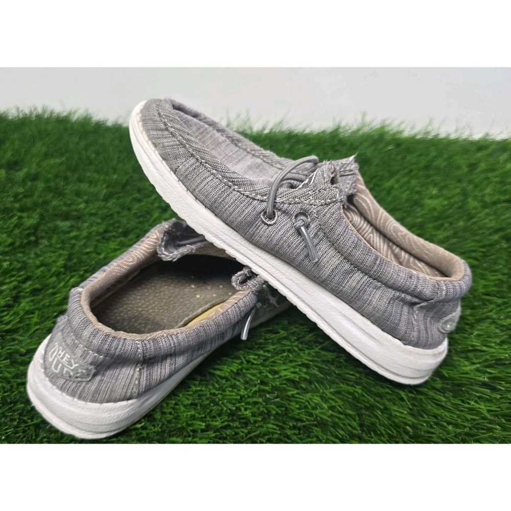 Kids Hey Dude Wally Youth Color Linen Stone (Gray) Size K12 Fast Shipping!